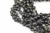 Natural Golden Obsidian- Full Strands-15.5 inches-6mm- Nice Size Hole- Diamond Cutting,High Facets-Nice and Sparkly-Faceted Coin