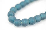 Recycled Glass Beads African Glass Beads - approx 14mm Dark Blue Roman Glass Beads - African Sea Glass - Made in Ghana