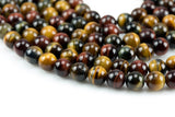 Natural Multi-Tigereye Tiger's Eye, High Quality in Round, 8mm, 10mm, 12mm -Full Strand 15.5 inch Strand Smooth Gemstone Beads