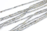 Natural Labradorite- Full Strands-15.5 inches-3mm- Nice Size Hole- Diamond Cutting,High Facets-Nice and Sparkly-Faceted Round