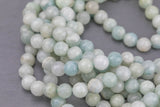 NATURAL aquamarine faceted round beads in full strands. 6mm, 8mm, 10mm, 12mm, 14mm- Full 15.5 Inch Strand- AAA Quality Gemstone Beads
