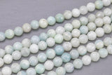 NATURAL aquamarine faceted round beads in full strands. 6mm, 8mm, 10mm, 12mm, 14mm- Full 15.5 Inch Strand- AAA Quality Gemstone Beads