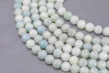 NATURAL aquamarine faceted round beads in full strands. 6mm, 8mm, 10mm, 12mm, 14mm- Full 15.5 Inch Strand- AAA Quality Gemstone Beads
