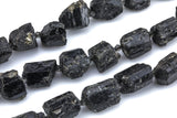 Natural Black Tourmaline Freeform Nugget - Approximately 14mm and 11mm - Full 15.5 inch strand Gemstone Beads