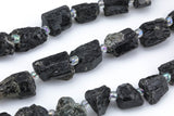 Natural Black Tourmaline Freeform Nugget - Approximately 14mm and 11mm - Full 15.5 inch strand Gemstone Beads