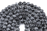 Natural Faceted Snowflake Obsidian High Quality in Faceted Round- 4mm, 6mm, 8mm, 10mm, 12mm- Full 15.5 Inch Strand Gemstone Beads