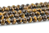 Natural A QUALITY Tiger's Eye Faceted Round, Full Strand, 4mm, 6mm, 8mm, 10mm, or 12mm Beads-Full Strand 15.5 inch Strand Gemstone Beads
