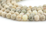 Natural White Creme African Opal Matte round sizes 6mm and 8mm Gemstone Beads