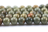 Natural Silver Leaf Jasper, High Quality in Round- 6mm, 8mm, 10mm, 12mm- Full 15.5 Inch Strand Smooth Gemstone Beads