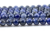 Natural Sodalite Beads AAA Quality, High Quality in Round- 4mm, 6mm, 8mm, 10mm, 12mm- Full 15.5 Inch Strand- Smooth Gemstone Beads