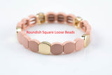 Enamel Beads, Roundish Square 2-Hole Beads for Bracelets, Trendy Jewelry Making Supplies, 5/10 pcs Per Order- 24 colors