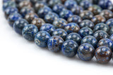 Gorgeous Blue Flower Agate, High Quality in Smooth Round- 4mm, 6mm, 8mm, 10mm, 12mm 14mm -Full Strand 15.5 inch Strand