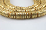 Brushed Gold Copper gold flat disc beads spacers - Brushed Disk heishi rondelle spacers beads Gold plated jewelry making 8 Inch Strand!