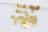 Brushed Gold Copper gold flat disc beads spacers - Brushed Disk heishi rondelle spacers beads Gold plated jewelry making 8 Inch Strand!
