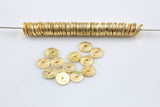 Brushed Gold Copper gold flat disc beads spacers - Brushed Disk heishi rondelle spacers beads Gold plated jewelry making 8 Inch Strand!