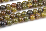 Olivine Fire Agate, High Quality in Smooth Round, 6mm, 8mm, 10mm, 12mm- Full 16 inch strand