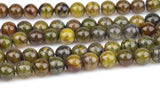 Olivine Fire Agate, High Quality in Smooth Round, 6mm, 8mm, 10mm, 12mm- Full 16 inch strand