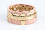 Large Stretchy Bracelet-Peach Crown Stack - 7-7.5- Wholesale Pricing Enamel Beads