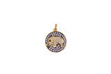 1 pc 18K Gold Coin Cute Baby Elephant Charm Cubic Zirconia for Necklace Pendant Earring Bail Dangle Findings for Jewelry Making-15mm