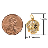 18kt Gold Micro Pave Dainty skull Charm Cute Rock star skull charm Cubic skull CZ - 1 pc per order- 11x17mm