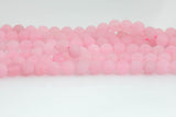 Natural Madagascan Rose Quartz, High Quality in Matte Round -Full Strand 15.5 inch Strand. Wholesale pricing! AAA Quality Gemstone Beads