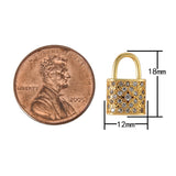 12x18mm Dainty Padlock Lock Charm 18k gold Micro Pave Charm, Colorful Cubic Charm, Silver Lock, Gold Lock Charm for Necklace Earring