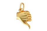 2 pc 18k Matte Gold Thumbs Down Up Charm Cubic Pendant Tiny Lucky Dainty Necklace - 8x15mm- 2 pcs per order