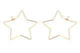Earring Finding Beading Earring Hoop- High Quality Real Gold Plating, Gunmetal or Brass-Star Shaped-34mm- 2 pairs per order