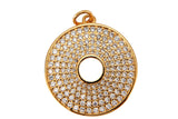 1 pc 18k Gold Charm Pendant w/ Clear Micro Pave Cubic Zirconia CZ Stones Donut Shaped with Hole Ring Washer