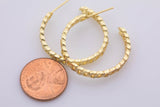 1 pair 18kt Gold -Curb Chain Stud Earring, Earring-Link Chain Ring 29mm
