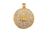 1 pc 18K Gold Arabic Word Allah Moslem Muslim Islam Calligraphy Coin Medallion Charm Decorative Edge Necklace Pendant Bails