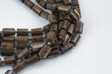 Natural Bronzite- Faceted Barrel Beads- High Quality- 10x14mm- Full Strand 16" - 22 Pieces Gemstone Beads