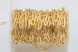 Gold Filled Flat Tubed Chain, 5x15mm links, USA Made , Wholesale, USA Made, Chain by foot- Chunky Paper Clip Chain Permanent Jewelry Chain