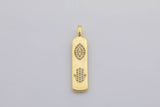 1 pc Micro Pave Bolt Charm Rectangle Tag in 14k Gold Drop Pendant Long Celstial Charm for Necklace Component- 8x42mm P13G59/60/61/62