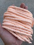 2str BEAUTIFUL Soft AFRICAN Colored VINYL Heishi beads- 6mm or 8mm- 16 inch strand- 2 Strand Per Order- Peach Blush
