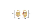 1 pc 18k Gold Micro Pave lock Pendant , Heart PadLock Charms, Lock Necklace Earring Charms, CZ Pave Average size- 16x25mm
