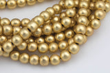 Gorgeous Matte Gold Hematite Smooth Round Loose Beads - Natural Hematite Gold Plated in 6mm 8mm 10mm 12mm Full Strand 16" AAA Quality