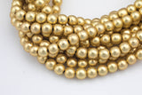 Gorgeous Matte Gold Hematite Smooth Round Loose Beads - Natural Hematite Gold Plated in 6mm 8mm 10mm 12mm Full Strand 16" AAA Quality