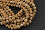 Natural Wood Jasper Faceted Round- Tiger Skin Jasper- 4mm, 6mm, 8mm, 10mm, 12mm, 14mm- Full 15.5 Inch Strand Gemstone Beads