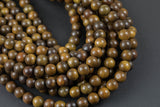 Natural Exotic Zhenman Wood. 6mm or 8mm Round. Full Strand 12". Gemstone Beads