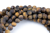 Natural Matte Tiger's Eye Tiger Eye High Quality in Matte Round- d 16" Strand, 4mm, 6mm, 8mm, 12mm, or 14mm Beads- Gemstone Beads
