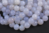 Natural Blue Laced Agate Chalcedony Faceted Round 6mm, 8mm, 10mm- Full Strand Gemstone Beads