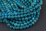 Natural Apatite Round sizes 4mm, 6mm, 8mm, 10mm, 12mm, 14mm- Full 15.5 Inch strand AAA Quality Smooth Gemstone Beads
