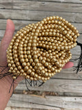 Gorgeous Matte Gold Hematite Smooth Round Loose Beads - Natural Hematite Gold Plated in 6mm 8mm 10mm 12mm Full Strand 16" AAA Quality