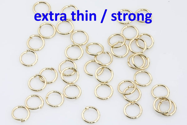 Gold Filled SUPER STRONG/ Extra THIN Gauge Gold Filled Jump Rings 3mm 4mm 5mm 6mm 7mm Carbon Steel - Very sturdy despite thickness. 18K 14K