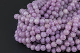 Natural Lilac Violet Purple Lepidolite 4mm 6mm 8mm 10mm Smooth Round Beads 15.5" Strand Gemstone Beads