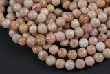 Natural Light Pink Moosntone Sunstone Pink Moonstone Beads High Quality in Round- 4mm, 6mm, 8mm, 10mm, 12mm- 15.5 - 16" Smooth