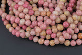 Natural Rhodonite High Quality in Round -Full Strand 15.5 inch Strand, 4mm, 6mm, 8mm, 12mm, or 14mm Beads Smooth Gemstone Beads
