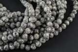 Natural Gray Spotted Jasper, High Quality in Round, 6mm, 8mm, 10mm, 12mm- -Full Strand 15.5 inch Strand Smooth Gemstone Beads