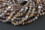 Natural Botswana Agate, High Quality in Faceted Round- 6mm, 8mm, 10mm, 12mm- Full Strand 15.5 Inch Long AAA Quality Gemstone Beads